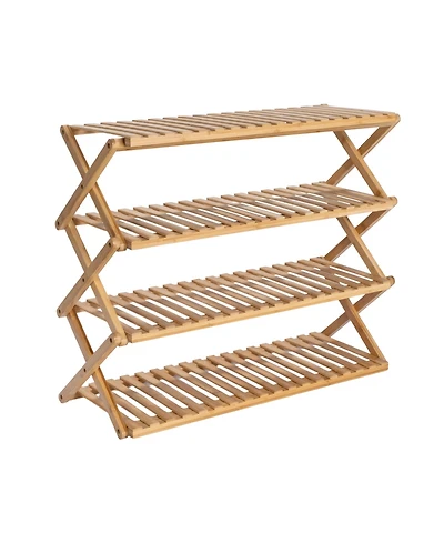Household Essentials4-Tier Folding Shoe Rack, Natural