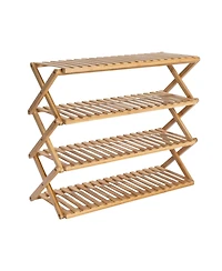 Household Essentials4-Tier Folding Shoe Rack, Natural