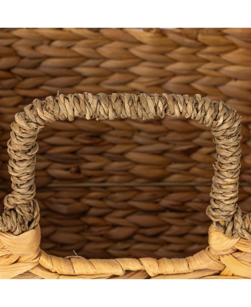 Household Essentials Square Handwoven Water Hyacinth and Seagrass Basket with Handles, Natural