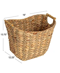 Household Essentials Water Hyacinth Seagrass Scoop Basket with Handle, Natural