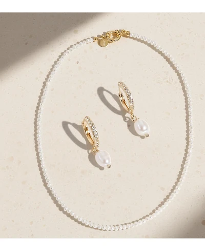 Joey Baby 2-Pc. Set Handcrafted Dainty Freshwater Pearl Necklace and Earrings in Gold-Plated Finish