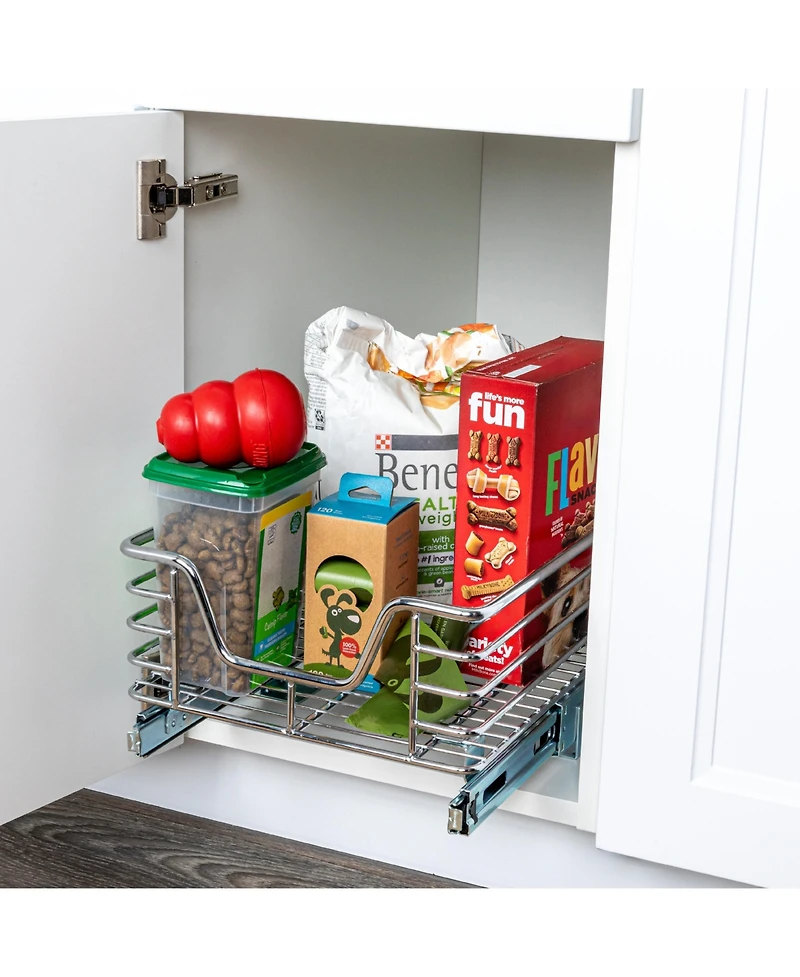 Household Essentials Glidez 11.5" W Steel Pull-Out Storage Organizer, 1-Tier Design, Chrome