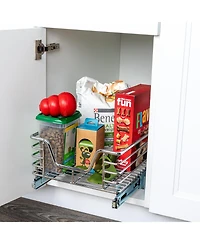 Household Essentials Glidez 11.5" W Steel Pull-Out Storage Organizer, 1-Tier Design, Chrome