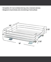 Household Essentials Glidez Steel Pull-Out Storage Organizer, 1-Tier Design, Brushed Silver