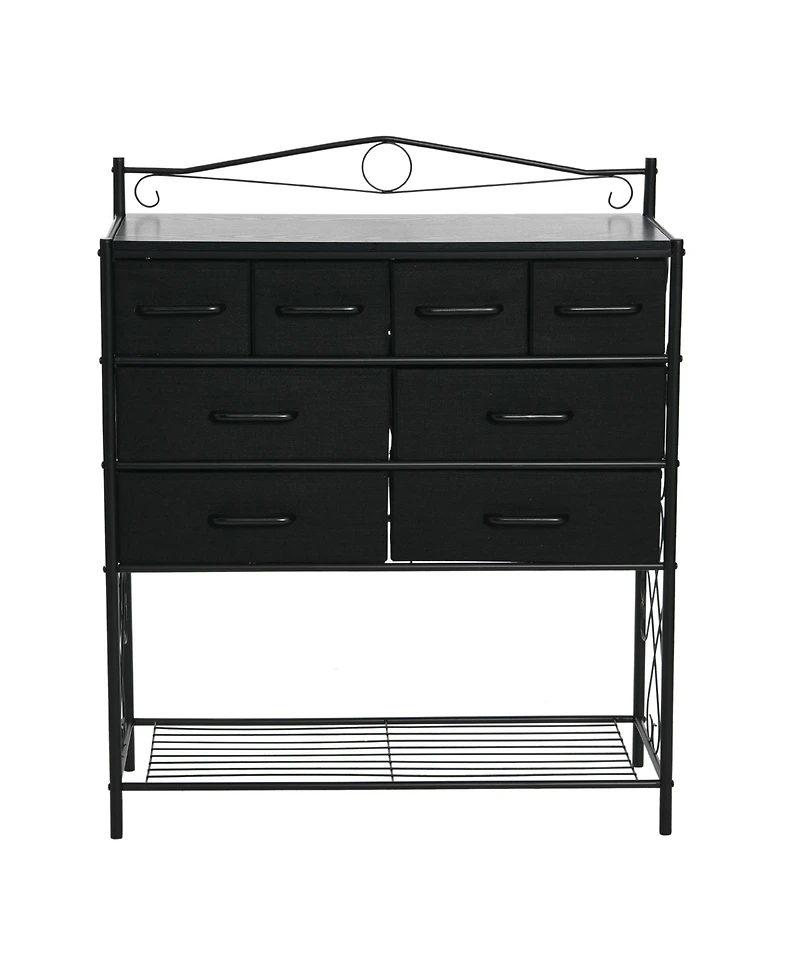 Household EssentialsVictorian Style 8-Drawer and Bottom Shoe Shelf Storage Organizer Unit, Black