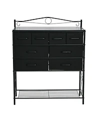 Household EssentialsVictorian Style 8-Drawer and Bottom Shoe Shelf Storage Organizer Unit, Black