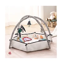 Slickblue Baby Activity Gym Mat with 6 Hanging Toys for Tummy Time