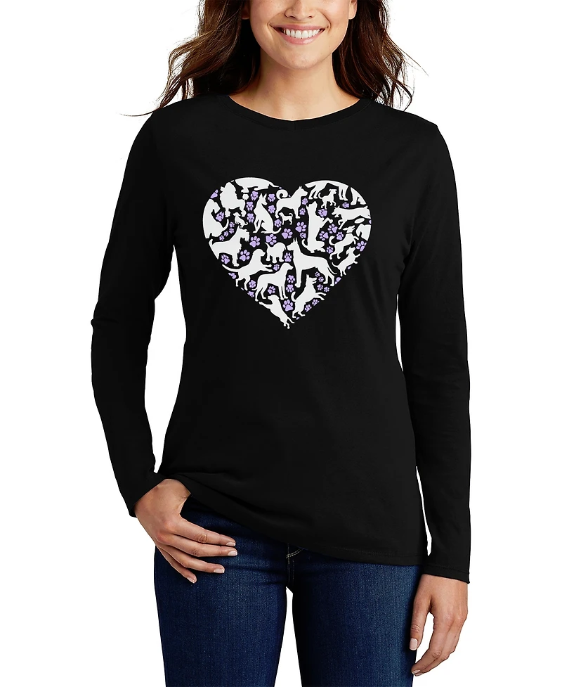 La Pop Art Women's Dog Heart Word Long Sleeve T-Shirt