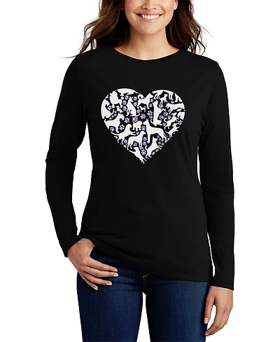 La Pop Art Women's Dog Heart Word Long Sleeve T-Shirt