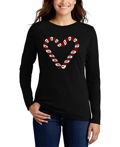 La Pop Art Women's Candy Canes Word Long Sleeve T-Shirt