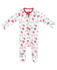 Copper Pearl Baby Girls' Noel Printed Zip-Up Footed Pajamas