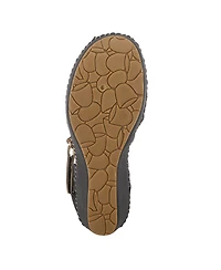 Patrizia Women s Gennina Embroidered Laser-Cut Peep-Toe Wedge with Adjustable Strap