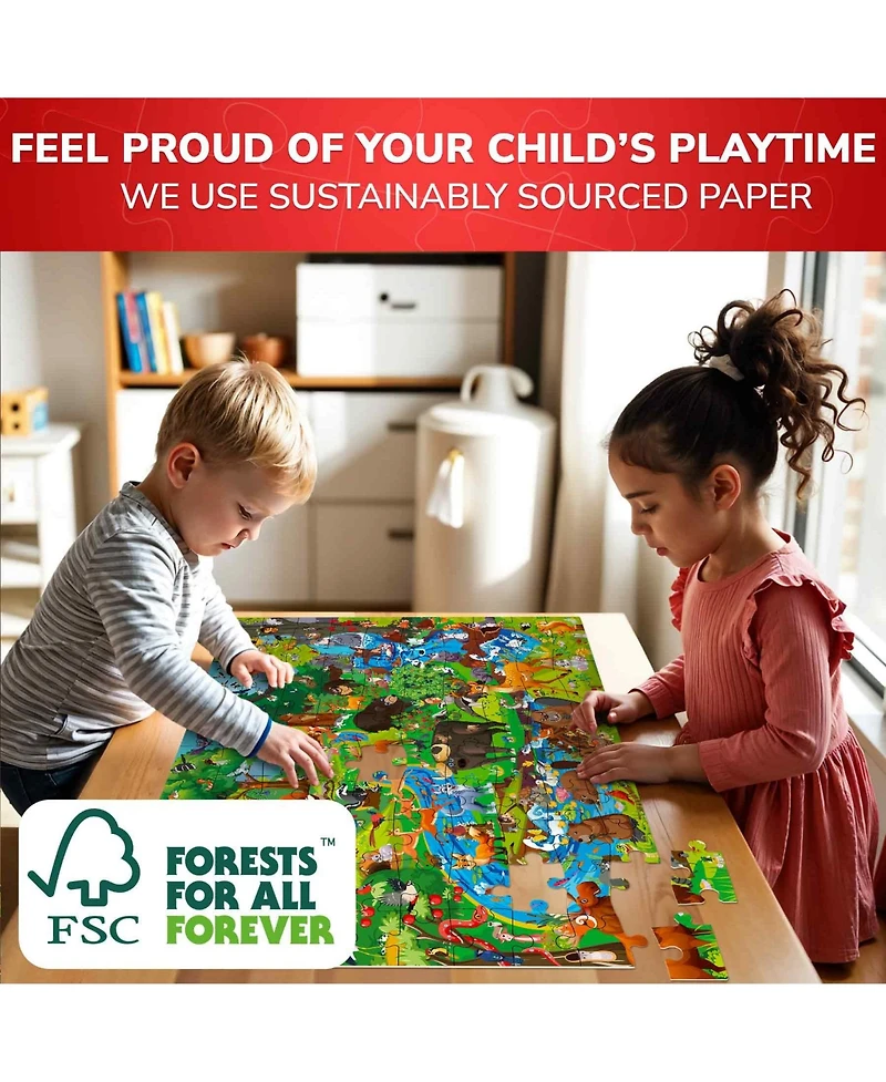 Quokka 100 Piece Puzzles for Kids Ages 6-8 – Intricately Illustrated Safari Animals Puzzle 8-10 Educational Busyland Gam