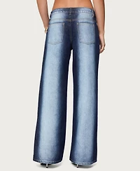 Edikted Women's Ema Bleach Washed Low Rise Jeans