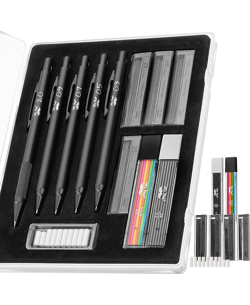 Mr. Pen Metal Mechanical Pencil Set with Lead and Eraser Refills, 5