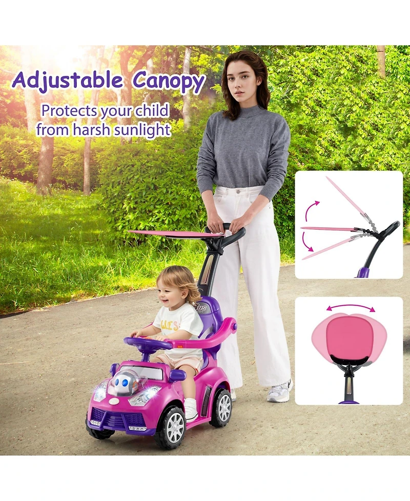 Mecale 3-in-1 Push Car for Toddler Sliding with Seat Belt and Canopy