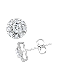 Macy's Diamond Round Shape Halo Stud Earrings (1/4 ct. t.w.) in 10k White Gold