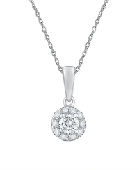 Macy's Diamond Round Shape Halo Pendant Necklace (1/4 ct. t.w.) in 10k White Gold