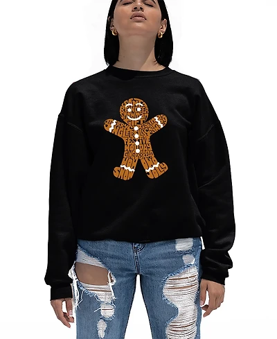 La Pop Art Women's Gingerbread Word Crewneck Sweatshirt