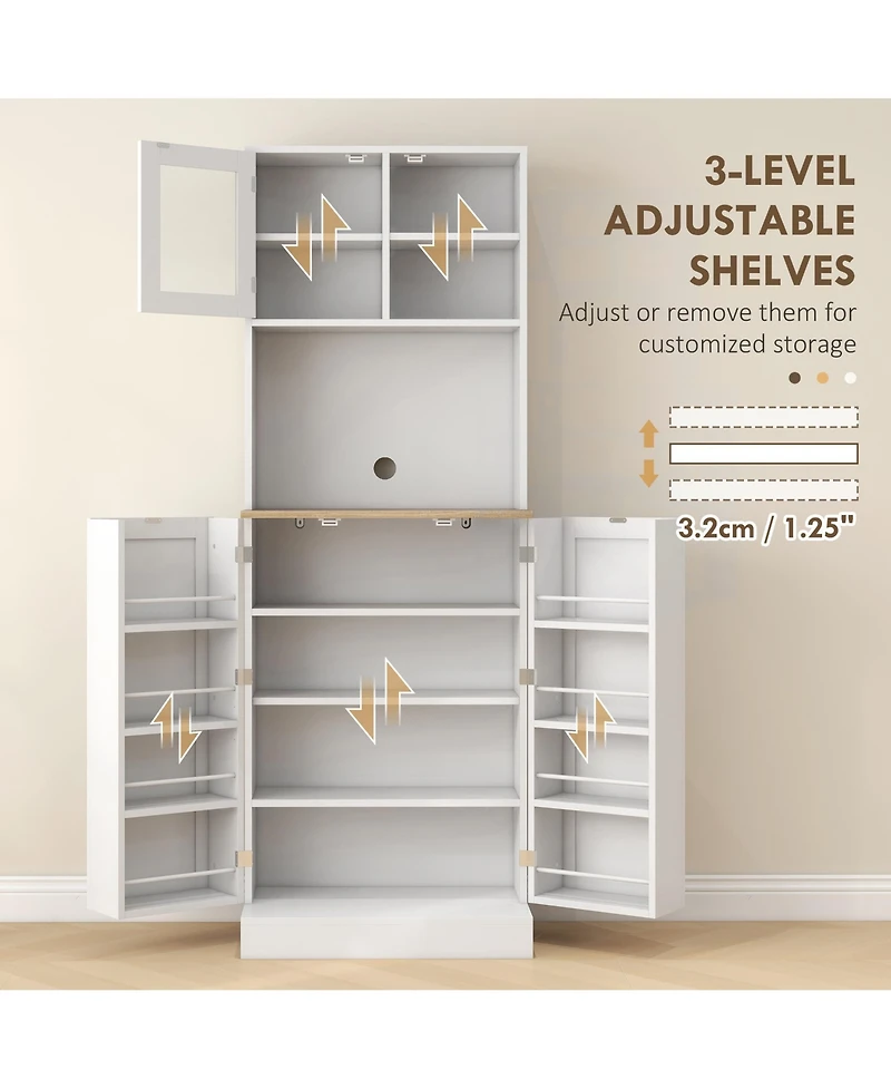 Homcom 66.5" Kitchen Pantry Storage Cabinet with Microwave Sd,