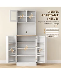 Homcom 66.5" Kitchen Pantry Storage Cabinet with Microwave Sd,