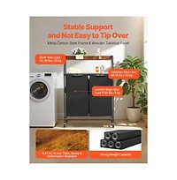 Slickblue Rolling Laundry Hamper with 2 Tiers, 2 Bags, and Hooks