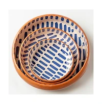 Verve Culture Ceramic Nesting Dish Set of 3 - Blue Stripe