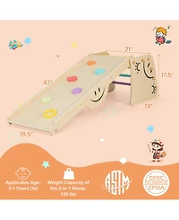 Sugift Wooden Climbing Toy Triangle Climber Set with Seesaw-Multicolor