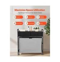 Slickblue 4-Bag Laundry Cart with Metal Frame and Wood Top Design