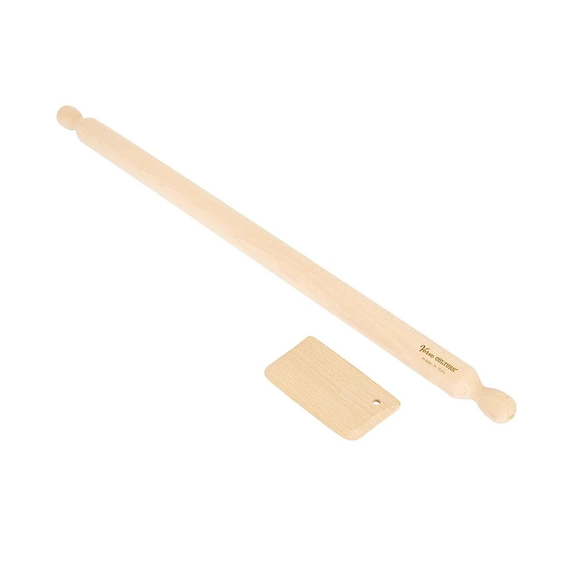 Verve Culture Beechwood Long Rolling Pin & Pasta Scraper