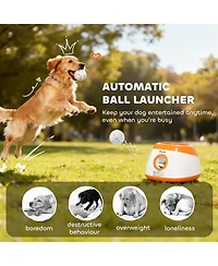 PawHut Automatic Dog Ball Launcher, Dog Ball Thrower, 26-79 Ft Disce