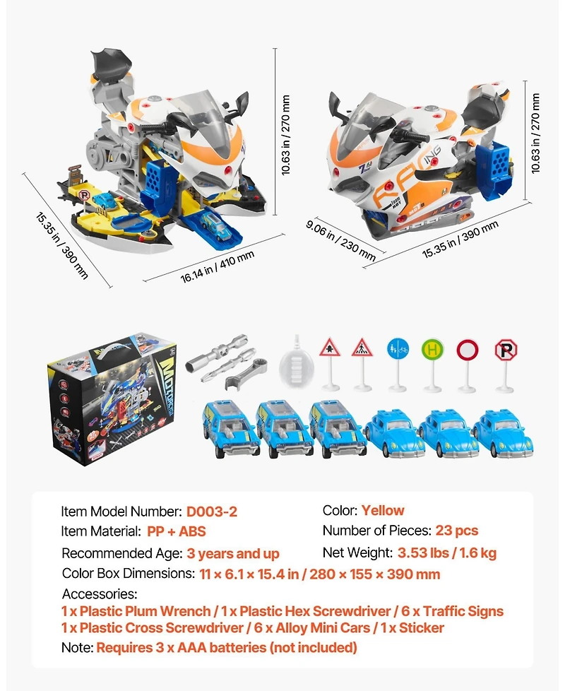 Mecale Motorcycle Engine Toy, 25 Pcs Mechanic Set with Lights & Sounds, Removable Parts, Simulated Riding, Workshop Toy for Kids