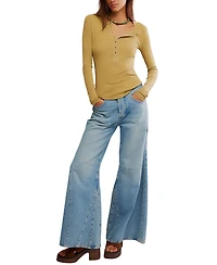 Free People Women's Long-Sleeve Henley Top