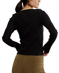 Free People Women's Button-Front Long-Sleeve Top