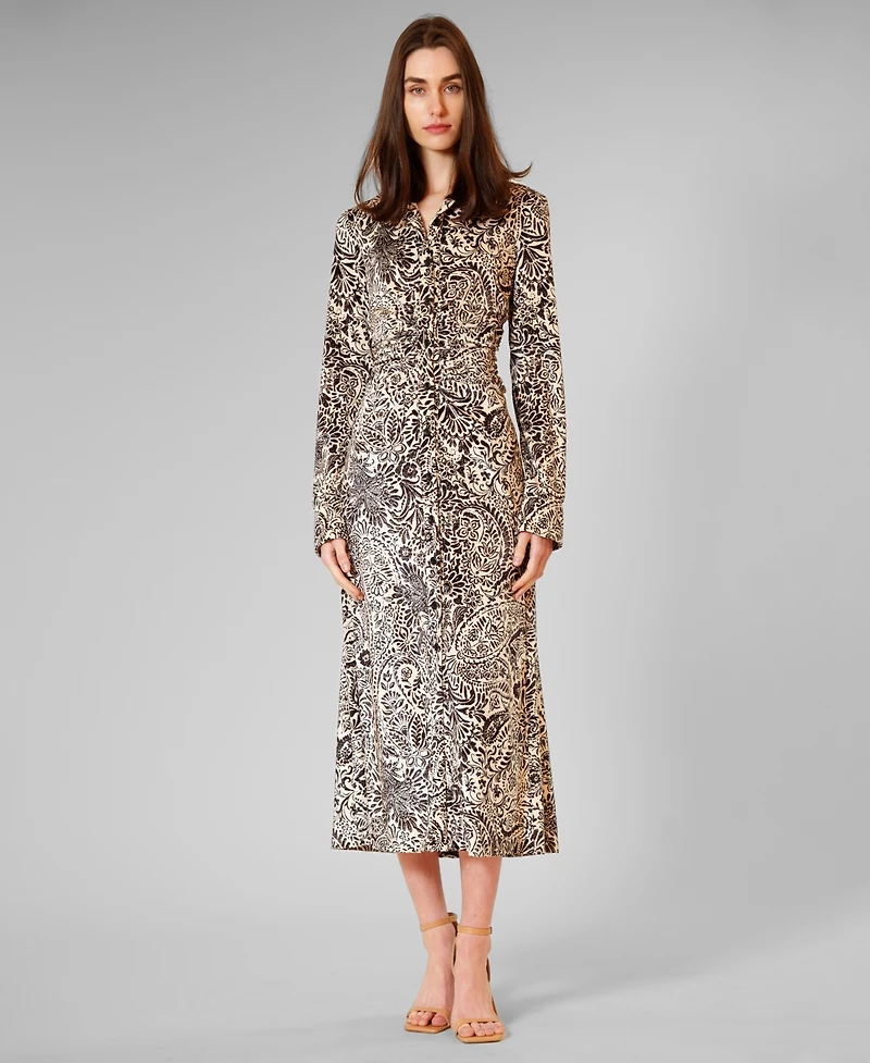 julia jordan Women's Printed Long-Sleeve Dress