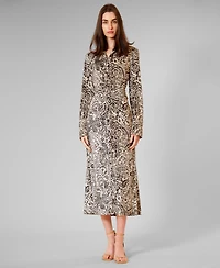 julia jordan Women's Printed Long-Sleeve Dress