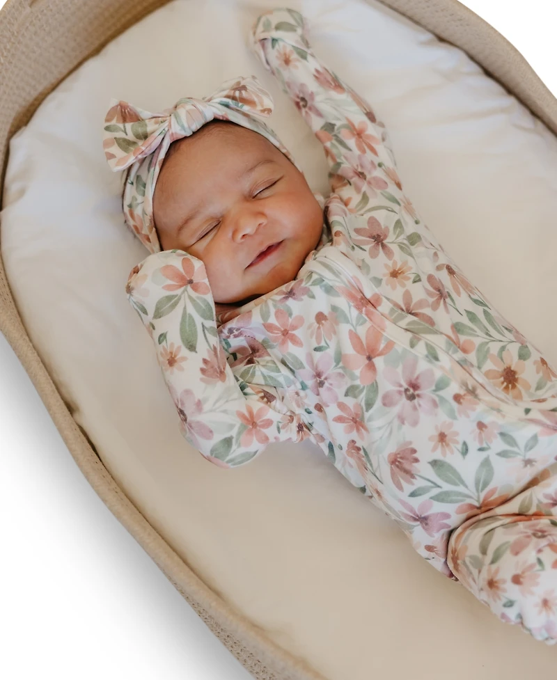 Copper Pearl Baby Girls' Natalie Printed Zip-Up Footed Pajamas