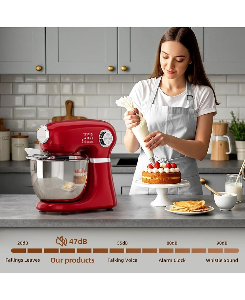 Cowsar Stand Mixer, 12 Speeds Tilt-Head Electric Commercial Stand Mixer, 3-In-1 Kitchen Mixer with Bowl, Dough Hook, Whisk and Beater