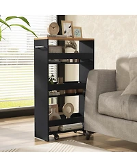 Costway 4-Tier Rolling Storage Cart 8" Slim Kitchen Cart on Wheels with Open Shelves