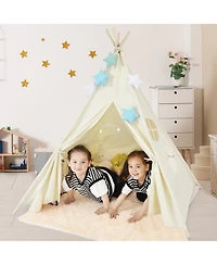 Skonyon Kids Teepee Play Tent with Wooden Poles & Window