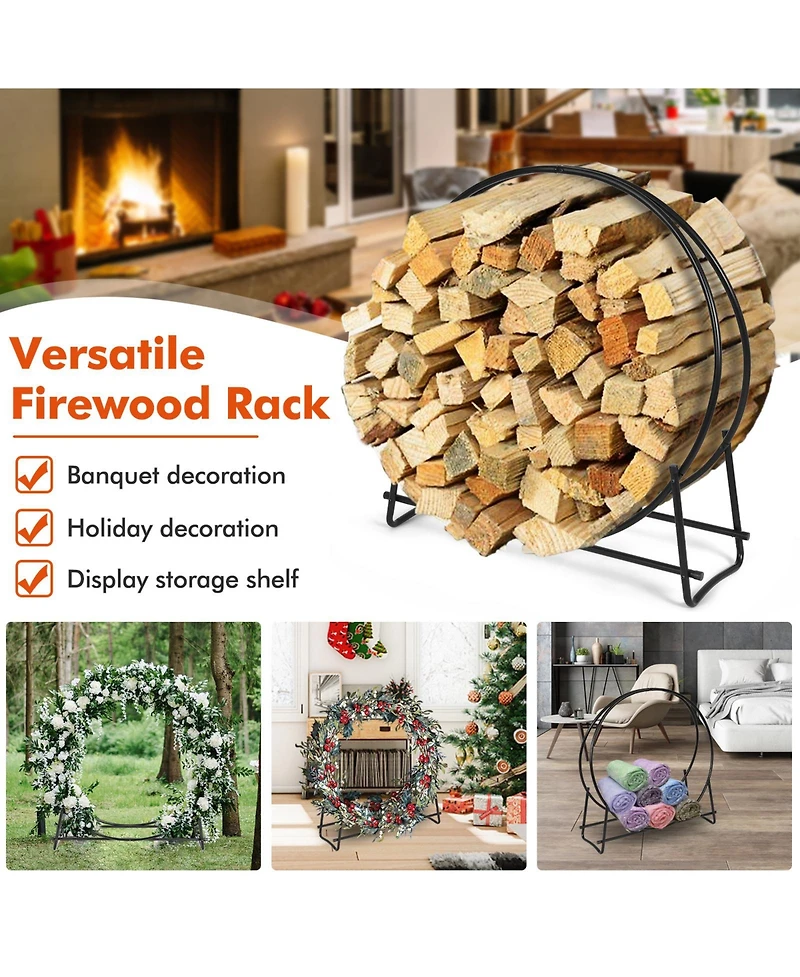 Sugift 40-inch Tubular Steel Firewood Storage Rack
