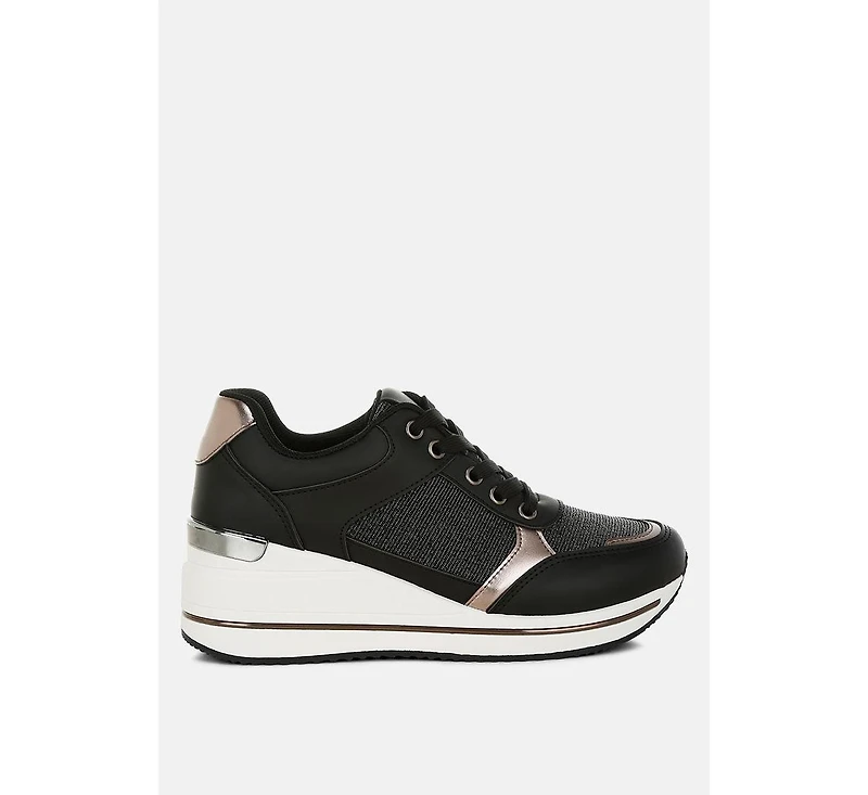 London Rag Womens Vespera Faux Leather & Mesh Sneakers