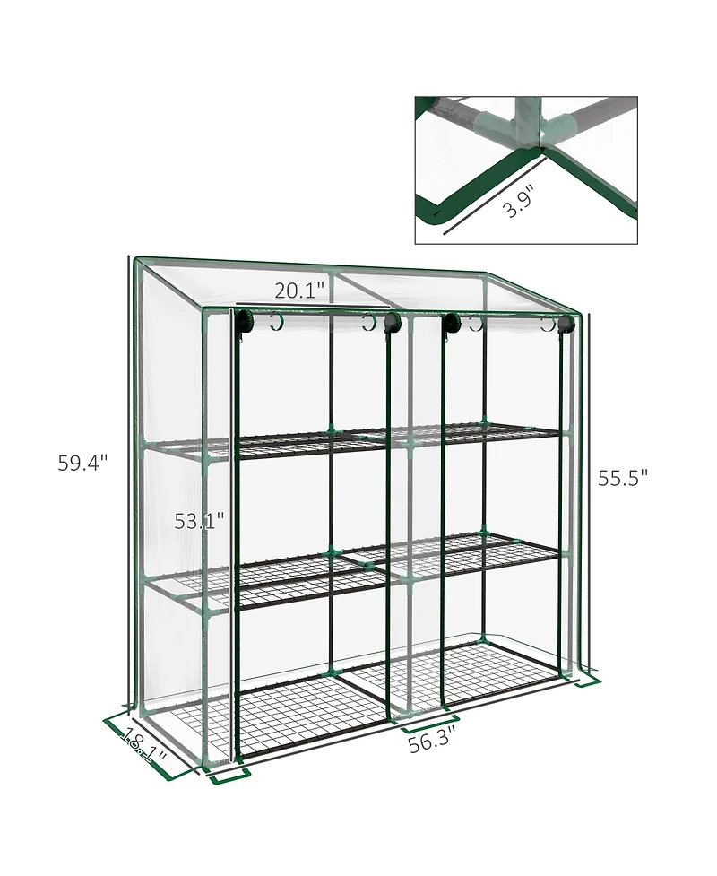 Outsunny Lean-to house with 3 Tier Shelves, Portable house,