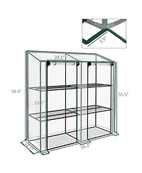 Outsunny Lean-to house with 3 Tier Shelves, Portable house,