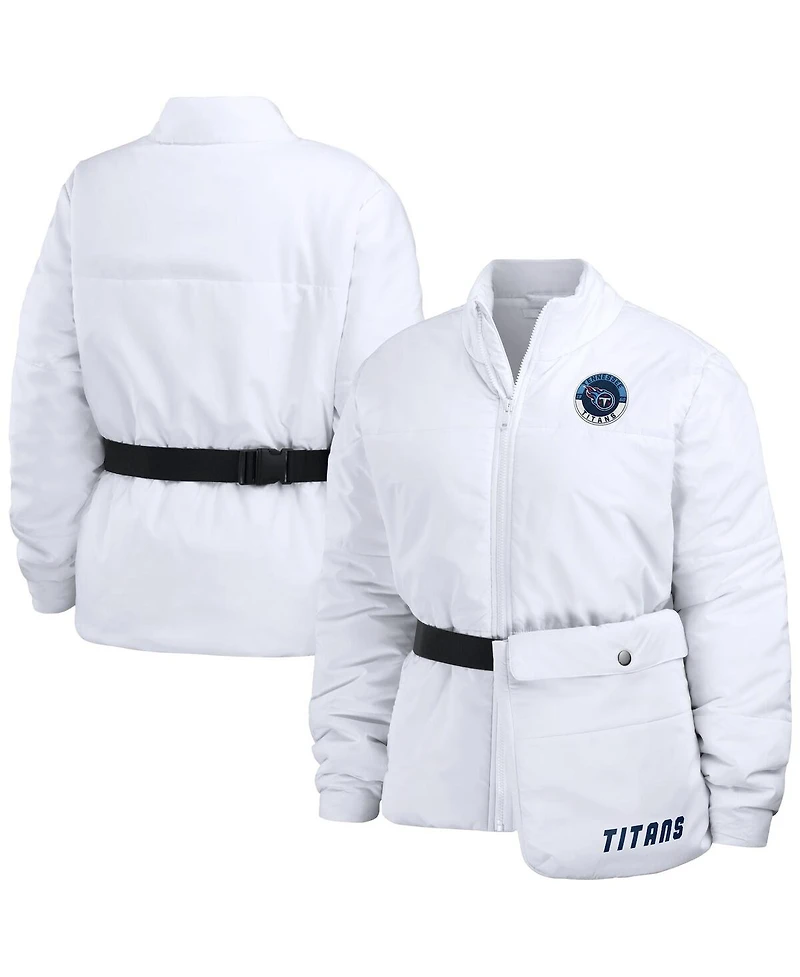 Wear by Erin Andrews Women's White Tennessee Titans Packaway Full-Zip Puffer Jacket