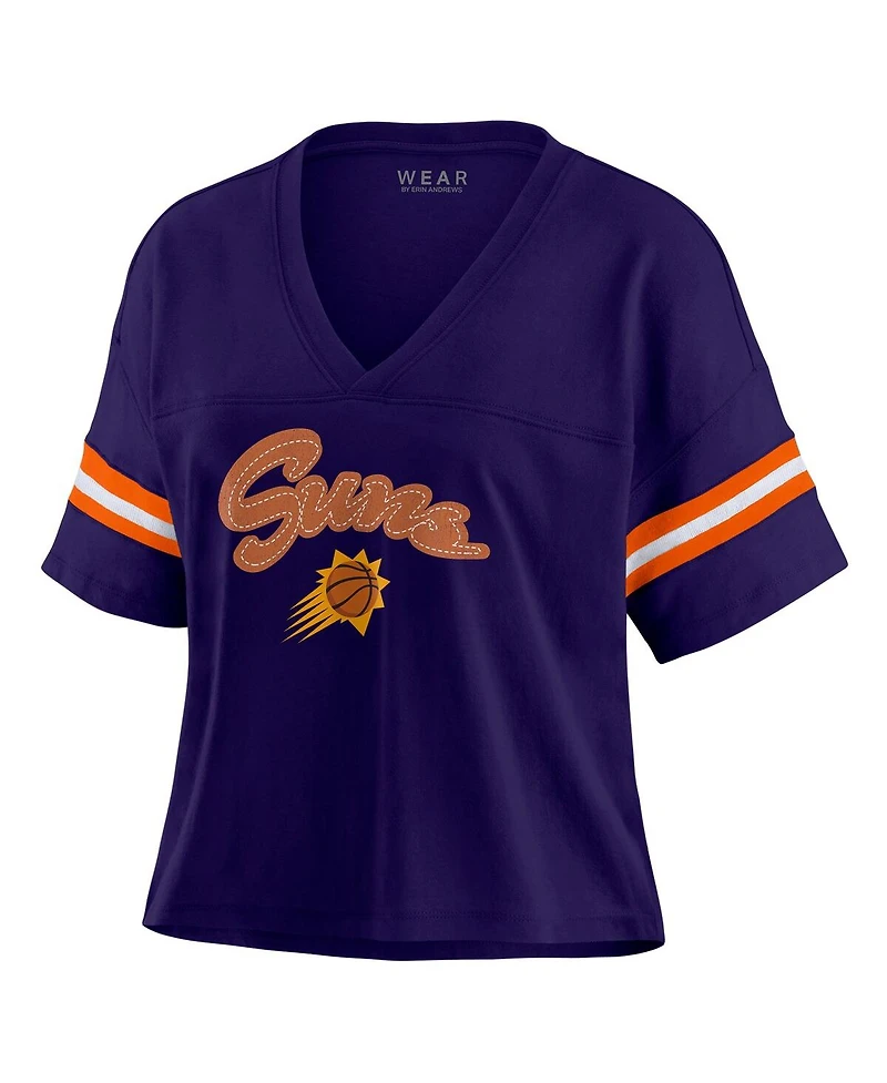 Wear by Erin Andrews Women's Purple Phoenix Suns Plus Color Block Boxy V-Neck T-Shirt