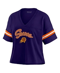 Wear by Erin Andrews Women's Purple Phoenix Suns Plus Color Block Boxy V-Neck T-Shirt