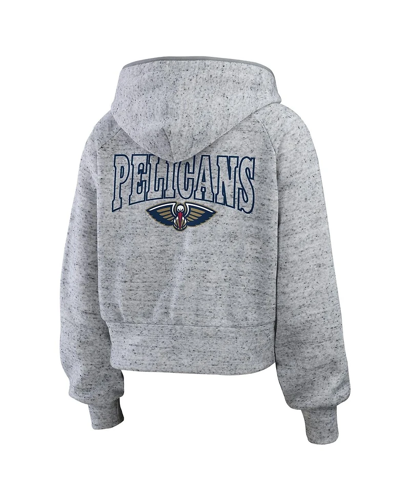 Wear by Erin Andrews Women's Heather Gray New Orleans Pelicans Speckled Radiator Full-Zip Hoodie