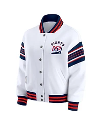 Wear by Erin Andrews Women's White New York Giants Full-Snap Fleece Sweatshirt Jacket