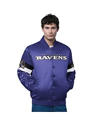 Starter Men's Purple Baltimore Ravens Triple Option Satin Varsity Full-Snap Jacket